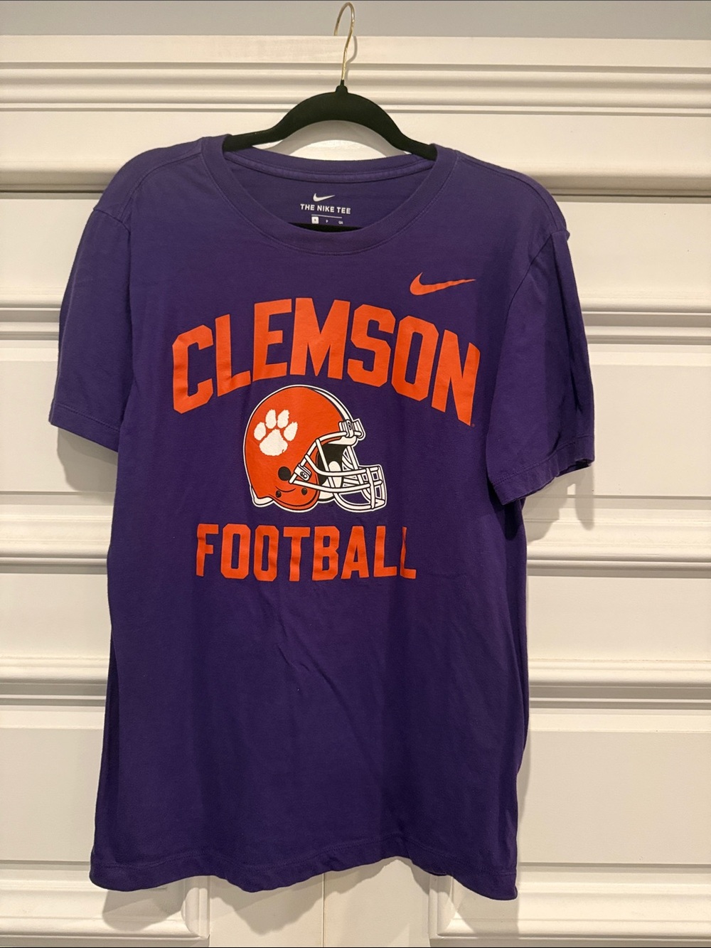 Nike Purple Clemson Football Tee with Orange Graphics